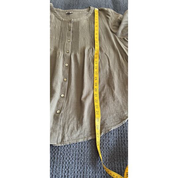 J Jill Gray Pleated Front Tuxedo Like Button Up Lightweight Size XL EUC - Picture 7 of 7